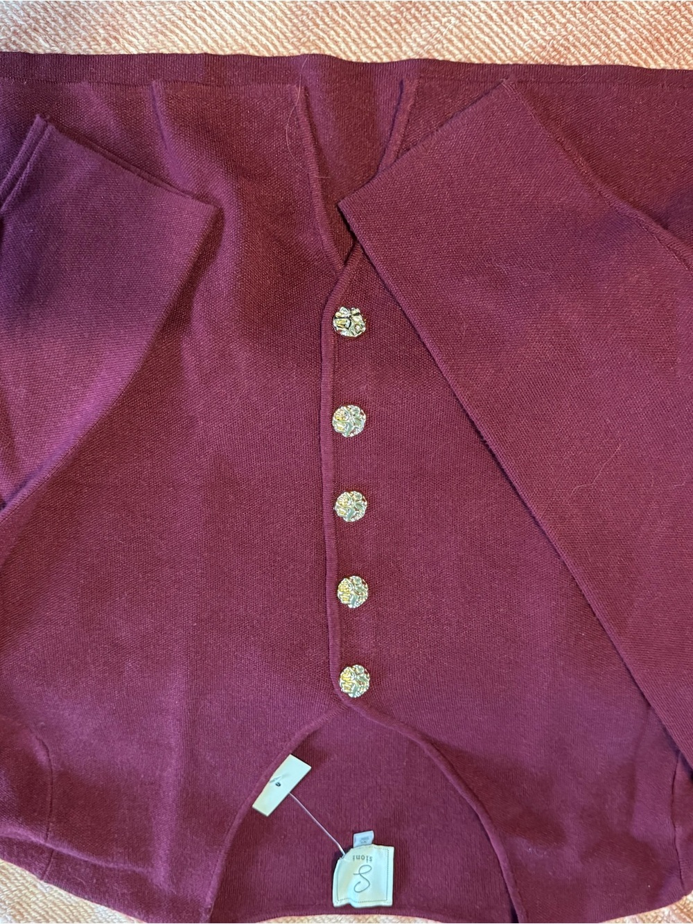 Sioni Burgundy Button-Front Cardigan